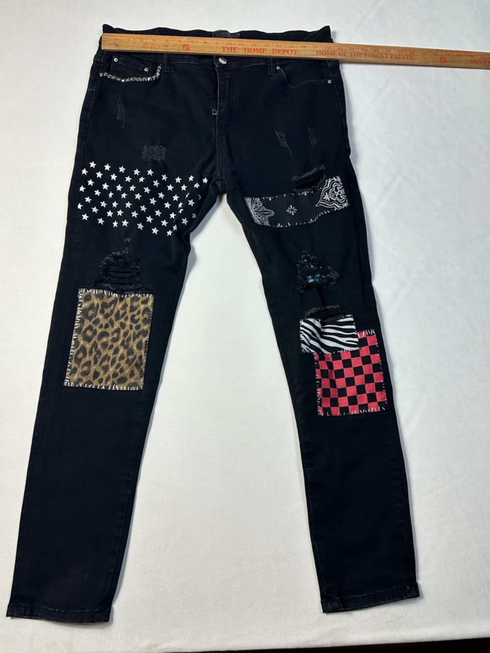 AMIRI Black Denim Jeans with Leather Patch
